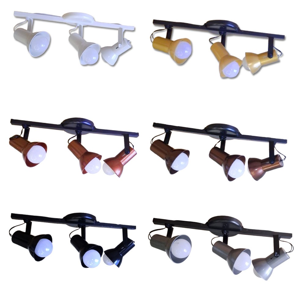 LUMINARIA SPOT TRILHO 3 LAMPADAS DIRECIONAVEIS  SOBREPOR -TETO PAREDE AREA INTERNA -BIVOLT- GAZPLAST em Oferta na Shopee