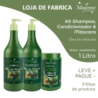 Kit Capilar Abacate 3x1L | Hidratação Profunda + Nutrição | Shampoo + Condicionador + Máscara em Oferta na Shopee