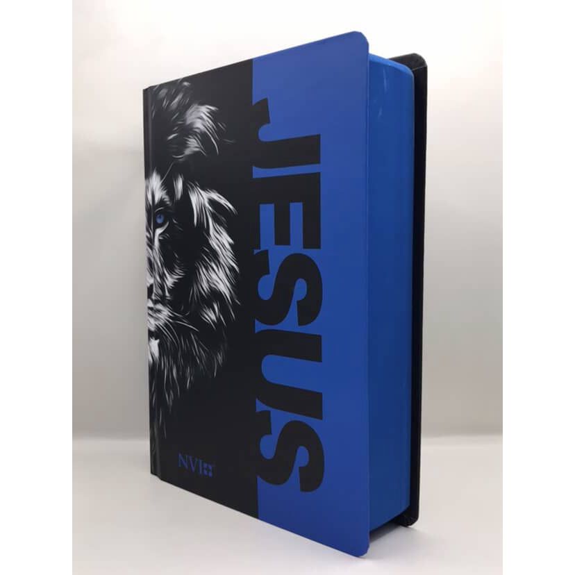 Bíblia Sagrada Tamanho Grande NVI Capa Dura Jesus Azul em Oferta na Shopee