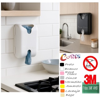Puxa Saco Dispenser para Sacolas Plásticas Cores Adesivo 3M - em Oferta na Shopee