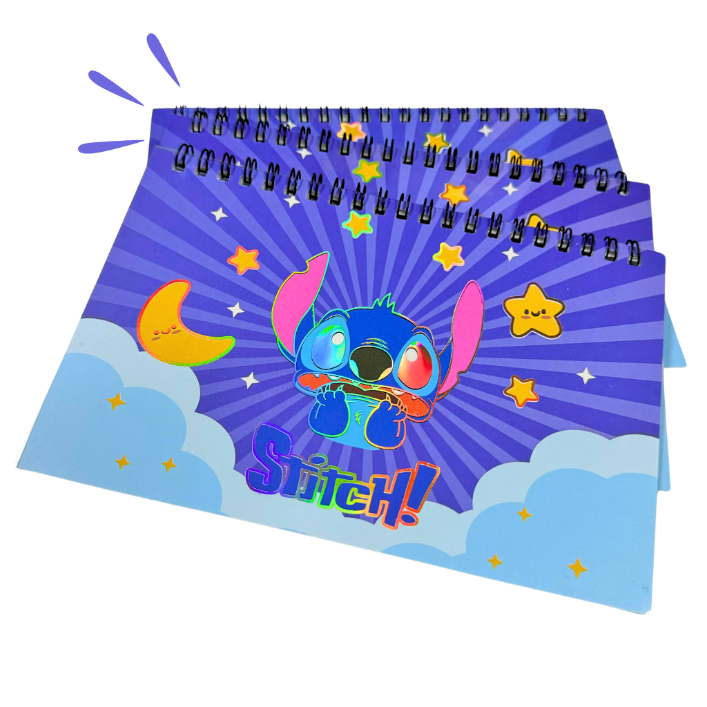 Caderno com Adesivos Stitch - Papelaria Fofa - Papelaria Kawaii