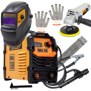Kit Soldador Máquina Inversora Portátil MMA 190a 220v + Esmerilhadeira + Máscara Automática e Mais! em Oferta na Shopee
