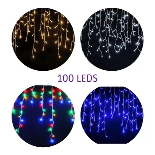 Cascata pisca pisa 100 leds 2,3 metros 8 funções 127V - enfeite natal Wincy