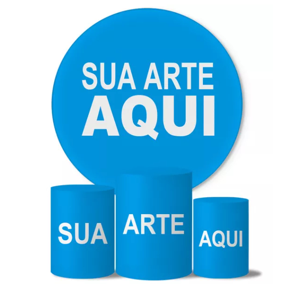 Kit Capa De Painel Redondo + Trio Capa Cilindros Decoração Festa Tema Personalizado