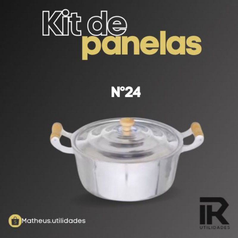 Jogo de Panela Caçarola + Caldeirão Nº18/24 em Alumínio Batido/LINHA PREMIUM Arroz e Feijão