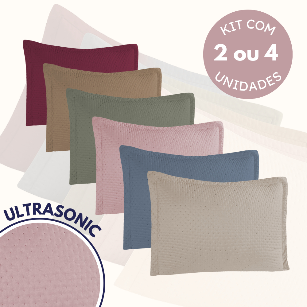 Kit Porta Travesseiro 2 e 4 Peças Macio Liso Ultrassônico 50x70 Quarto Cama Decoração Flora Habitat
