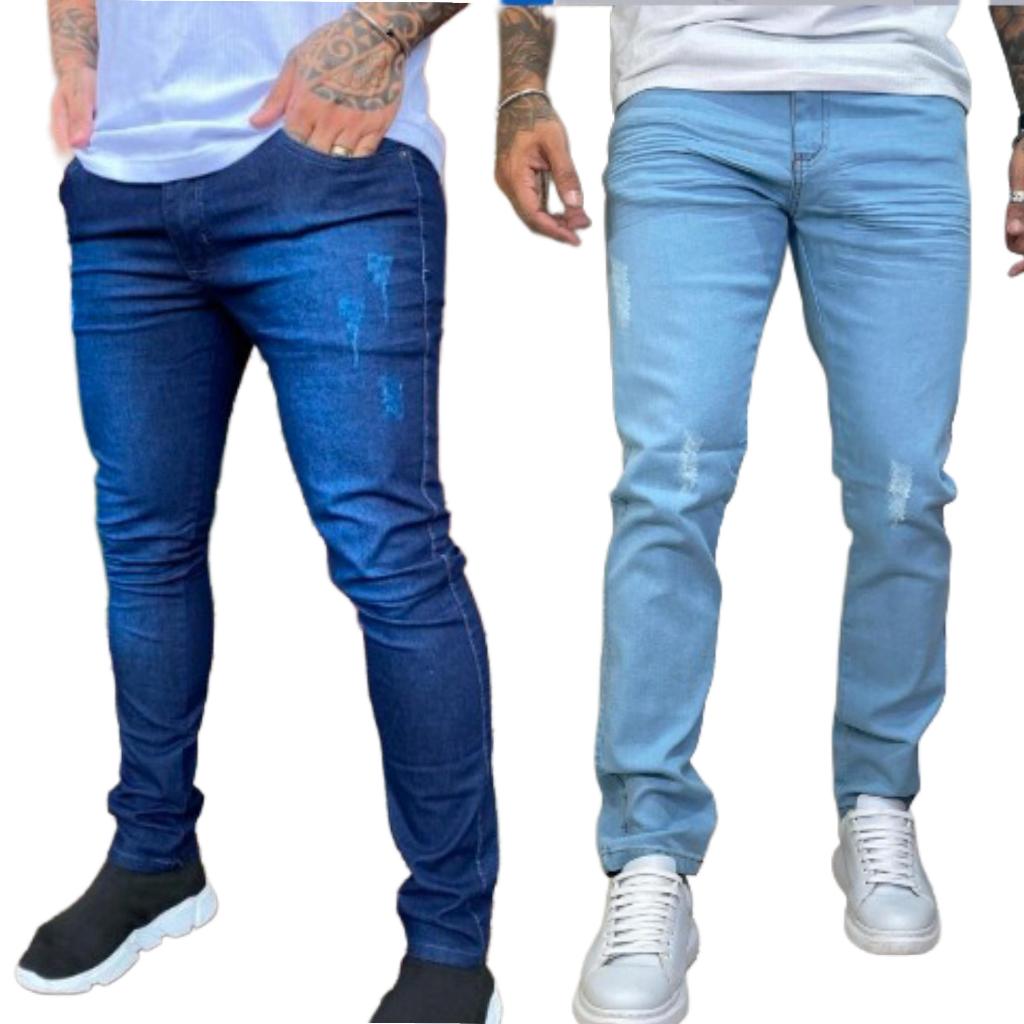 Kit  Calças Masculinas Jeans Skinny Casual Lisa Conforto