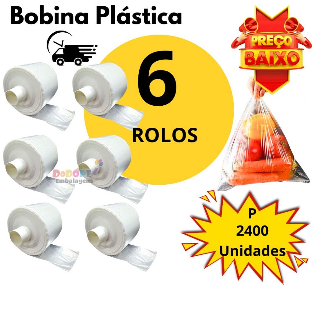 Bobina Plástica Picotada 6 Rolos  Fundo Estrela Tam P M G em Oferta na Shopee