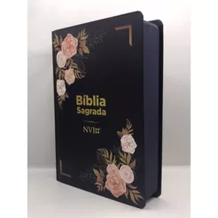 Bíblia Sagrada Tamanho Grande NVI Capa Dura Flores Rosé