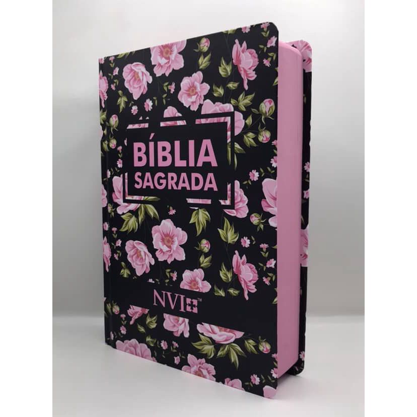 Bíblia Sagrada Tamanho Grande NVI Capa Dura Flores Rosa em Oferta na Shopee