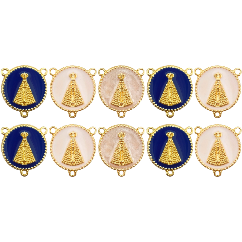 KIT 10 Entremeios Nossa Senhora Detalhado Resinado Dourado Cataforético Para Fazer Terços Artesanato em Oferta na Shopee