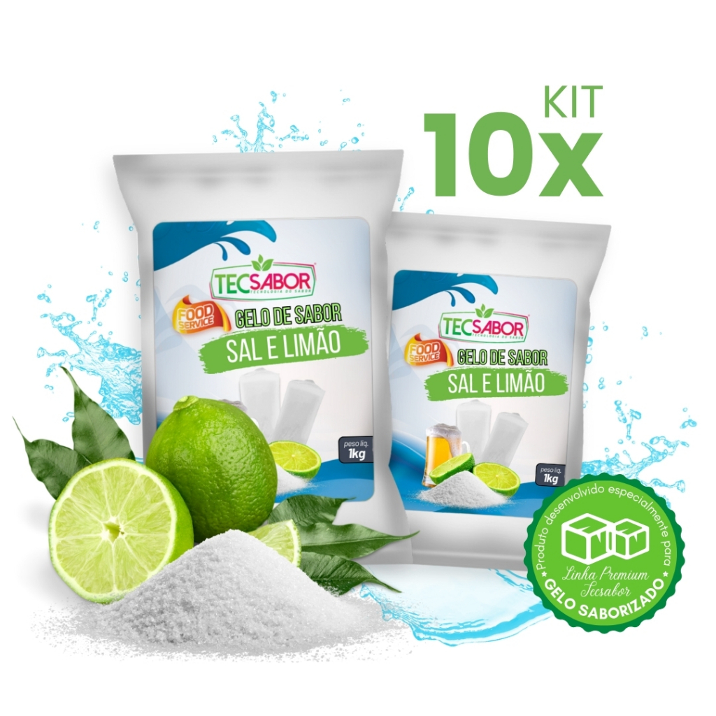 Kit 10x Base Aroma Gelo de Sabor Sal e Limão - Os Mais Vendidos Rende 50L 90L e 100L Tecsabor
