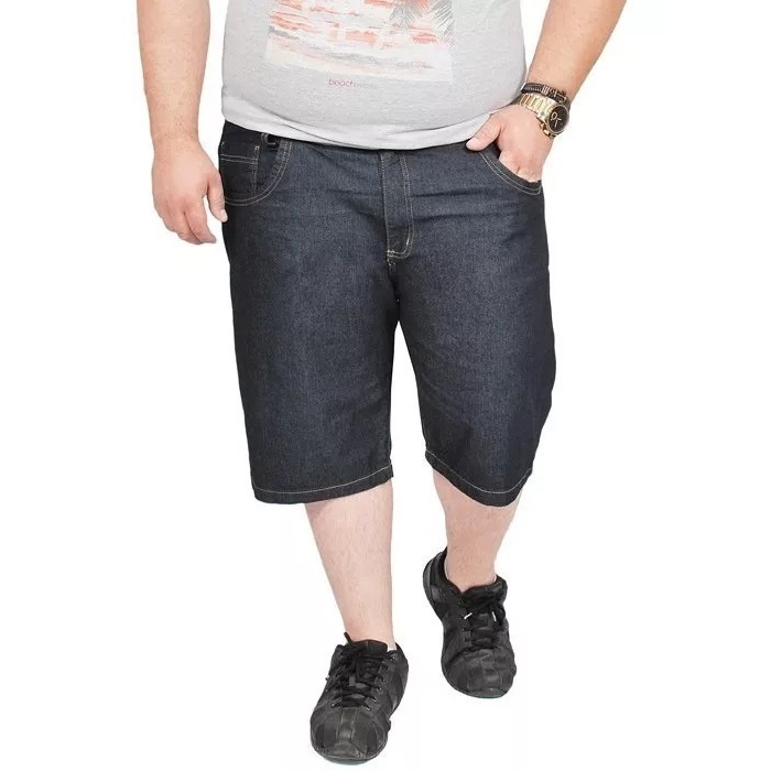 Bermuda Jeans Dazzling Reta Tamanho Grande Algodão Com Elastano até o 66