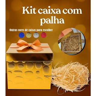 Kit Caixa Metalizada com Palha em Oferta na Shopee