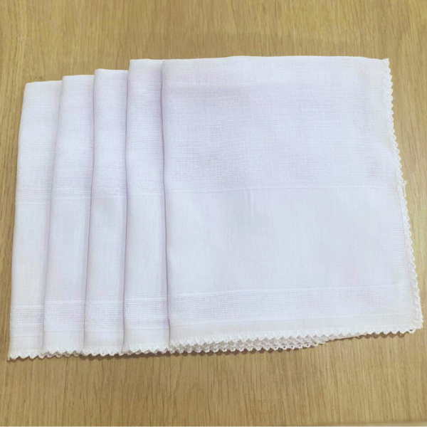 Kit 5 Fraldas de Boca 35x35cm Pinte e Borde Algodão com Bico Picueta Branca Personalizáveis Enxoval
