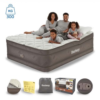 Colchão Inflável Casal Queen Duvet 350kg + Edredom + Bomba Embutida 110V ou 220V + Bolsa Bestway