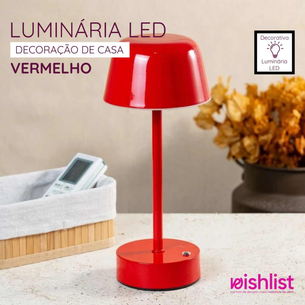 Luminária De Mesa Recarregável Led Moderna Abajur Luz Ajustável