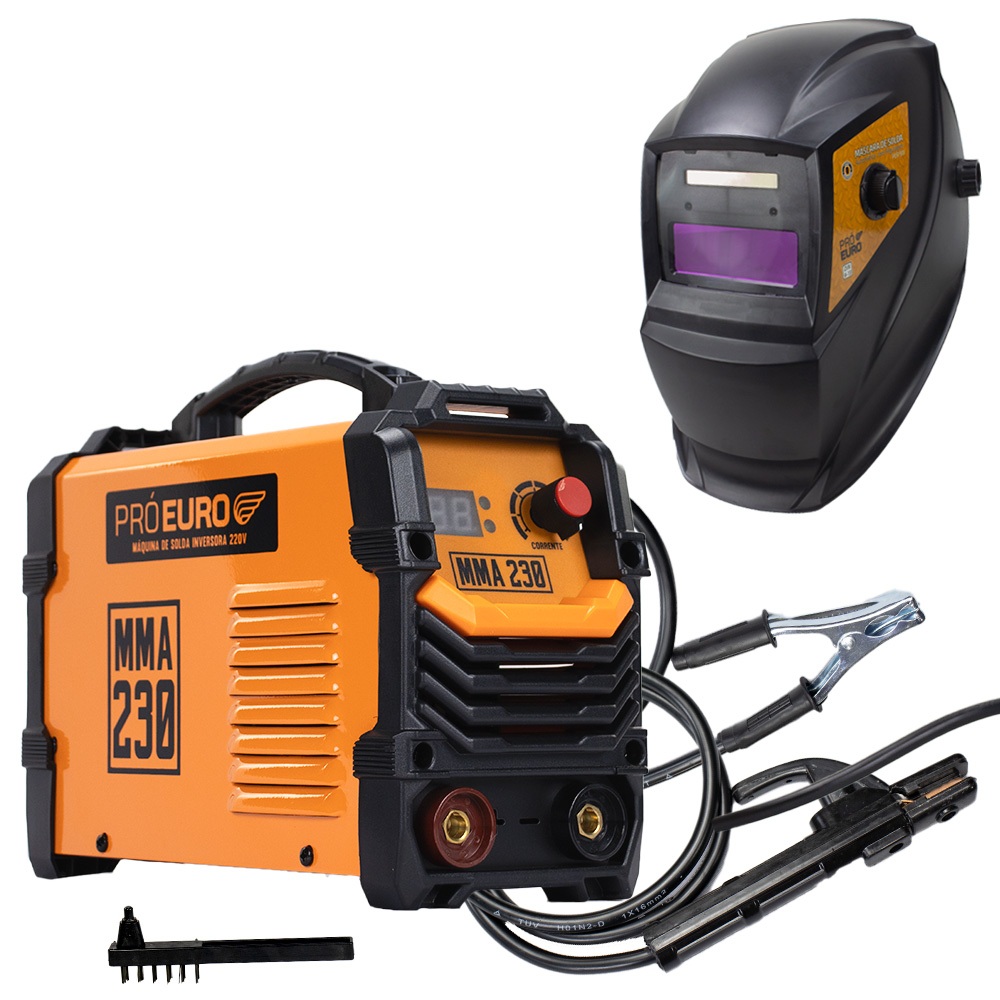 Máquina Solda Inversora MMA 230a 220v Alumínio Tig + Máscara Automática Profissional PCR 911