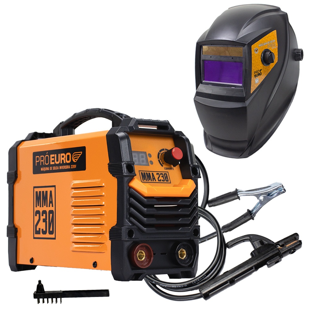 Máquina Solda Inversora 230a 220v + Máscara 3 Regulagens PCR 912 Pró Euro em Oferta na Shopee