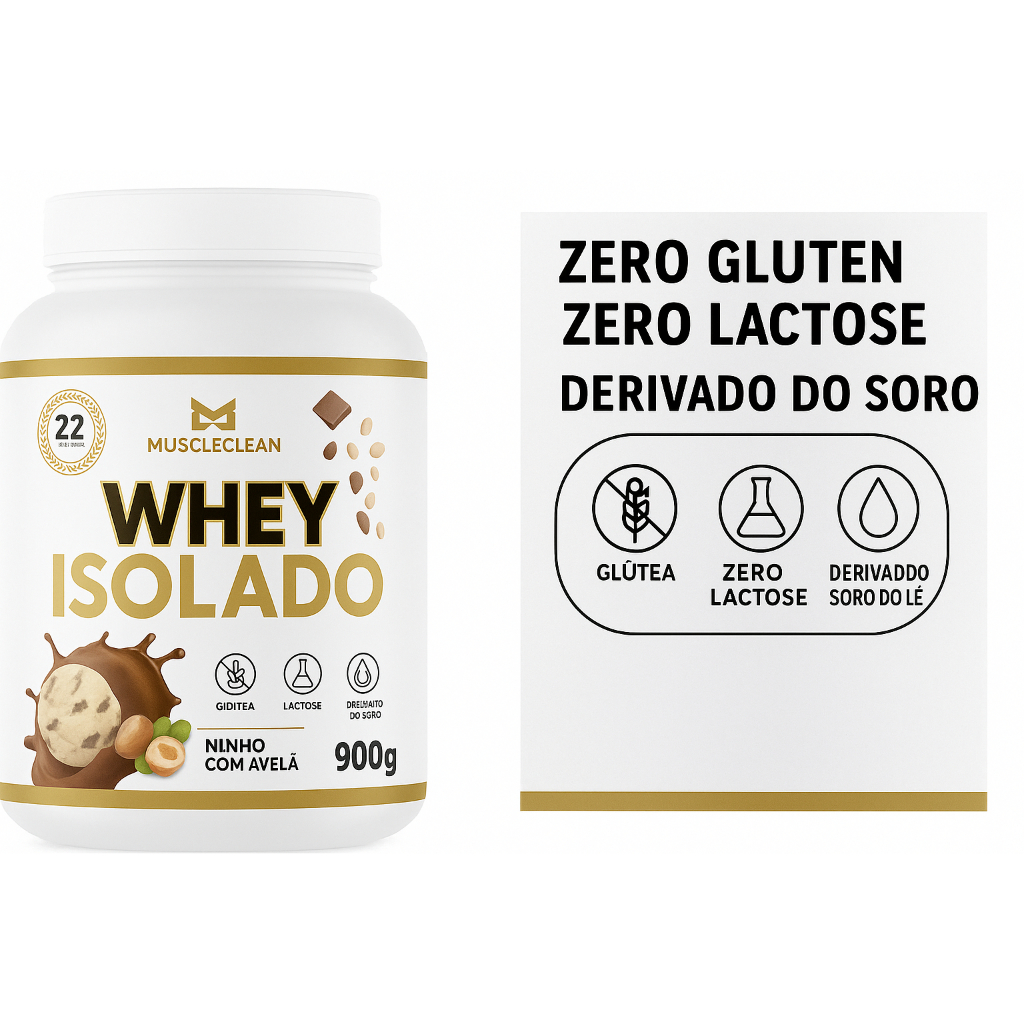 WHEY PROTEIN MUSCLECLEAN ZERO LACTOSE (ISOLADO) POTE 900G