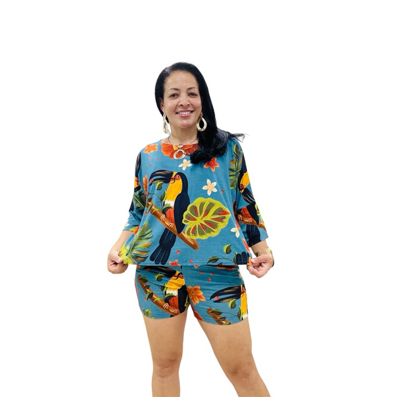 Conjunto Feminino Várias  Cores  Lançamento  Verão  Shorts e Blusa Plus Size