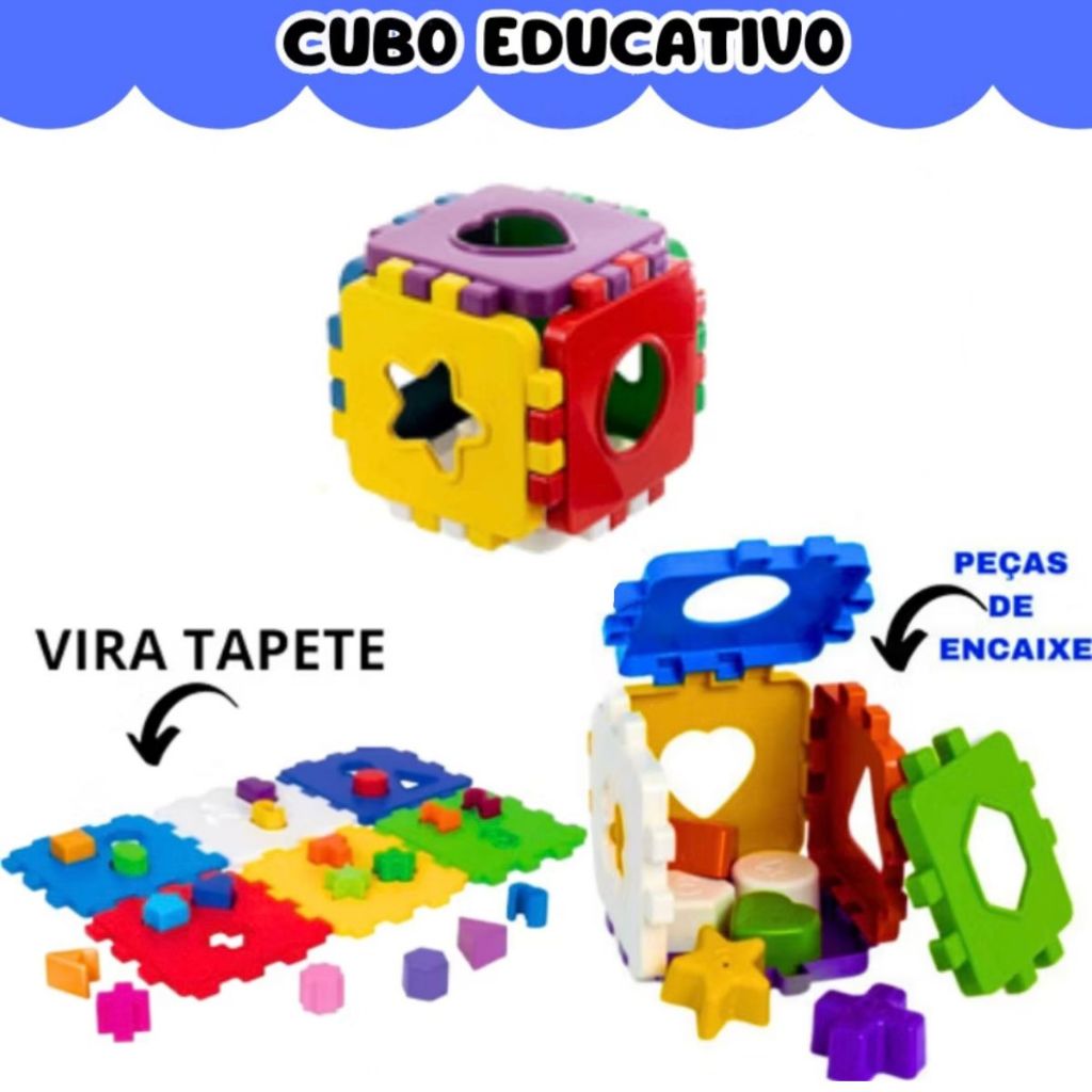 Brinquedo Infantil Cubo Didatico Criança Presente 1 Ano Menino e Menina