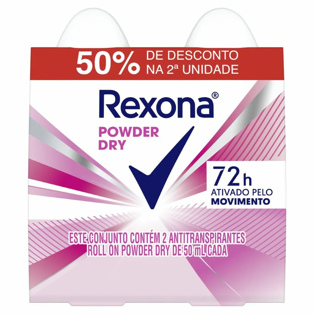 Kit Rexona Woman Desodorante Antitranspirante Roll-on Powder Dry 50ml Com 2 Unidades em Oferta na Shopee