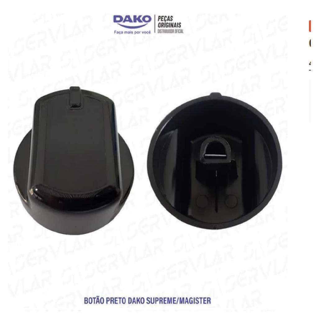 1 BOTÃO PRETO FOGÃO DAKO SUPREME E MAGISTER