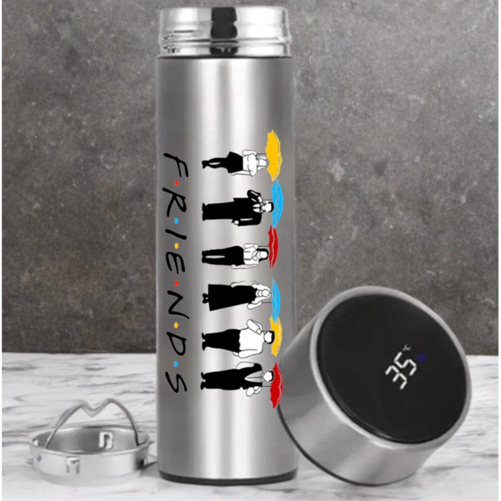 Garrafa Térmica Série Friends 500ml com Termômetro Digital LED Inteligente - Envio Rápido