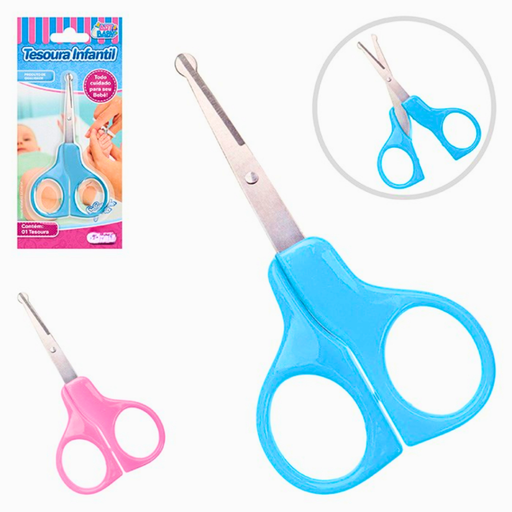 Tesoura Para Cortar Unha do Bebê Infantil Ponta Arredondada Chá de Bebê em Oferta na Shopee
