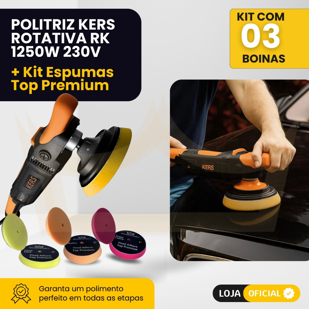 Politriz Rotativa Kers RK 1250W Profissional Automotiva 127V em Oferta na Shopee