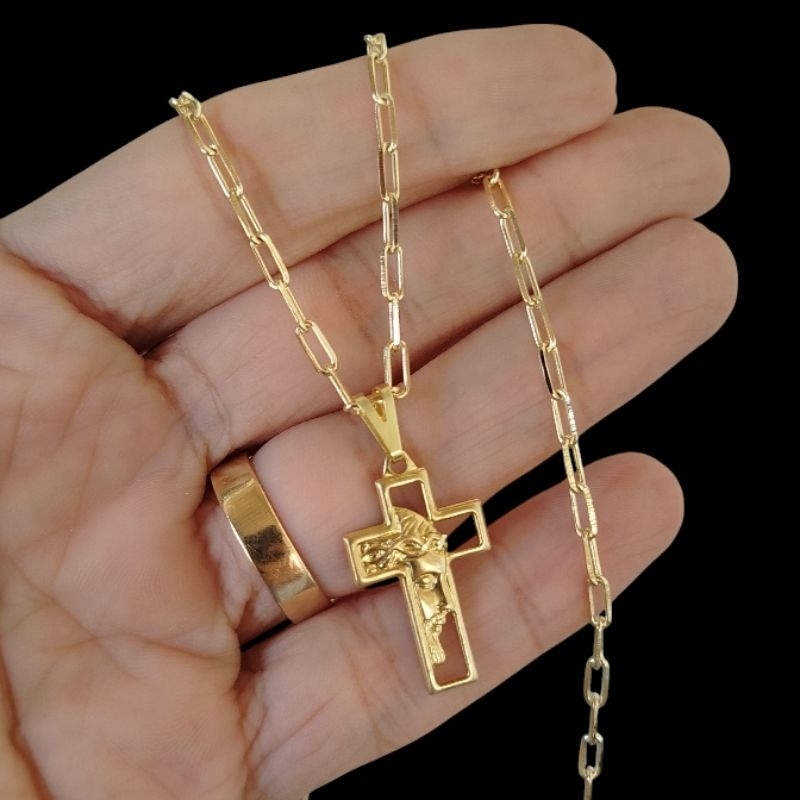 Cordão Corrente 100% Moeda Antiga Cadeado Alongado 3mm com Pingente em Oferta na Shopee