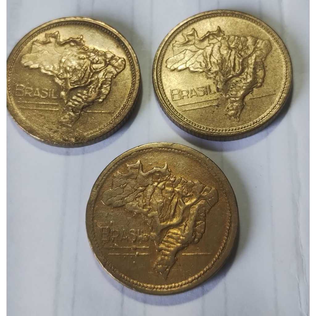 3 moedas brasil 1 cruzeiro 1944-45-49 bronze alum. mbc/s - y0504