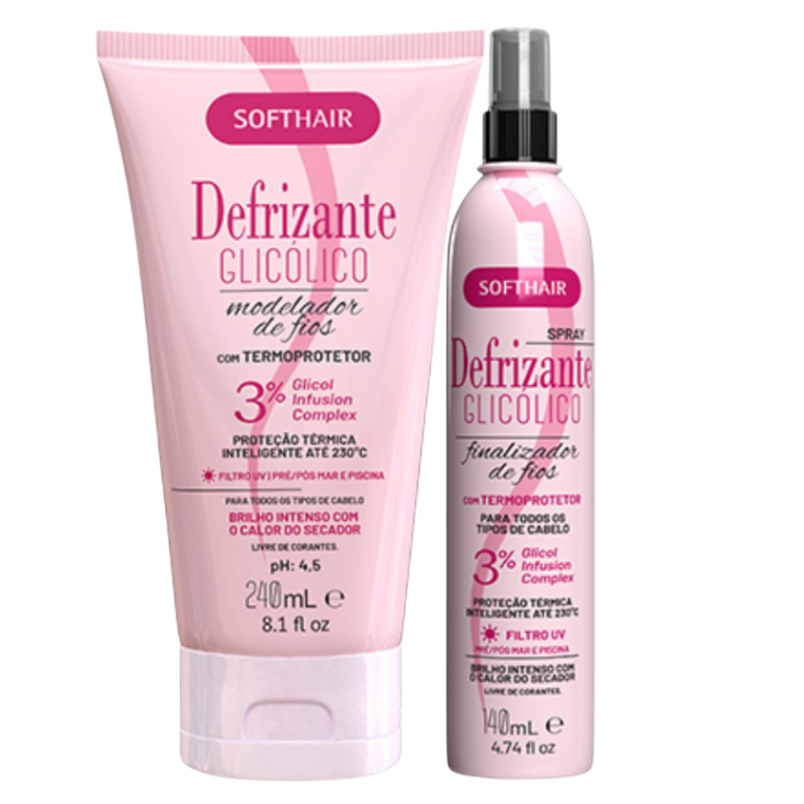 Kit Defrizante Glicólico Bisnaga 240g + Spray 140ml Softhair