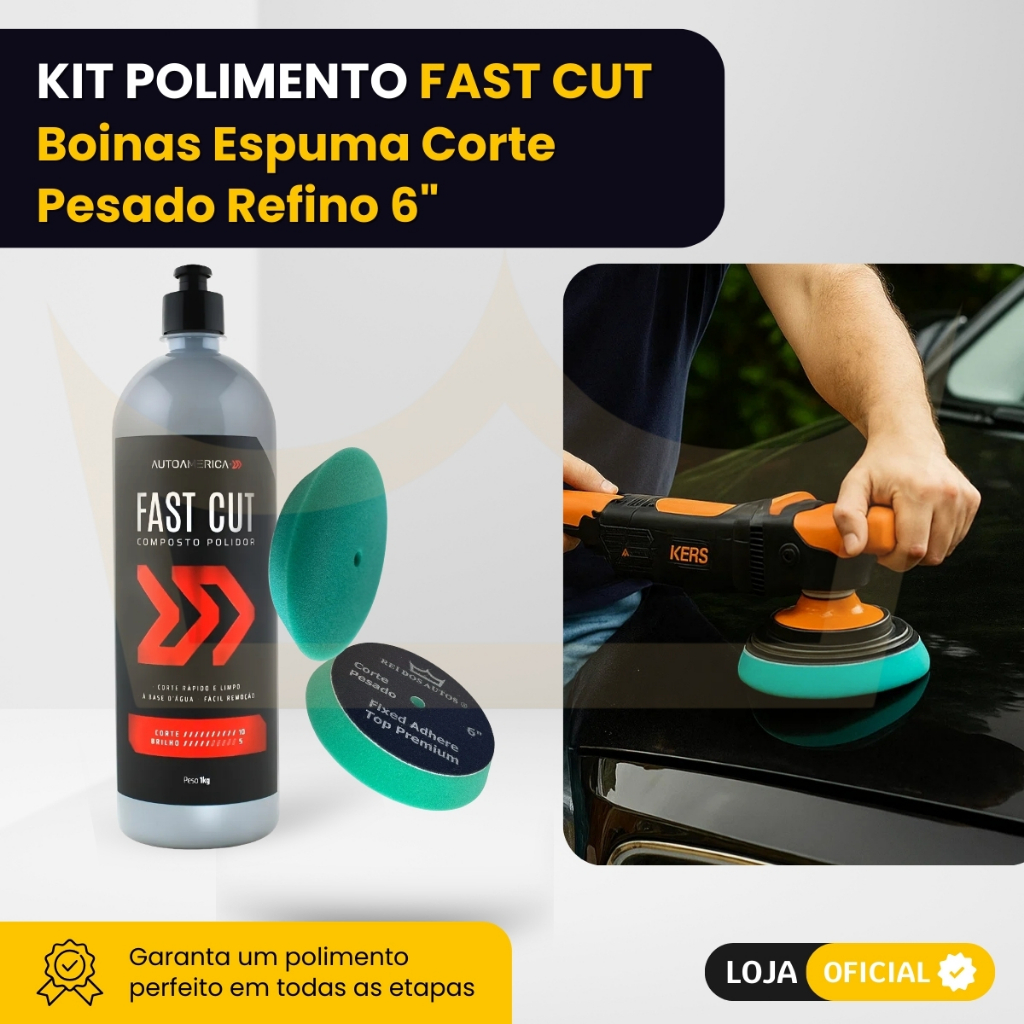 Kit Polimento Fast Cut + Boinas Espuma 6” Corte Pesado em Oferta na Shopee