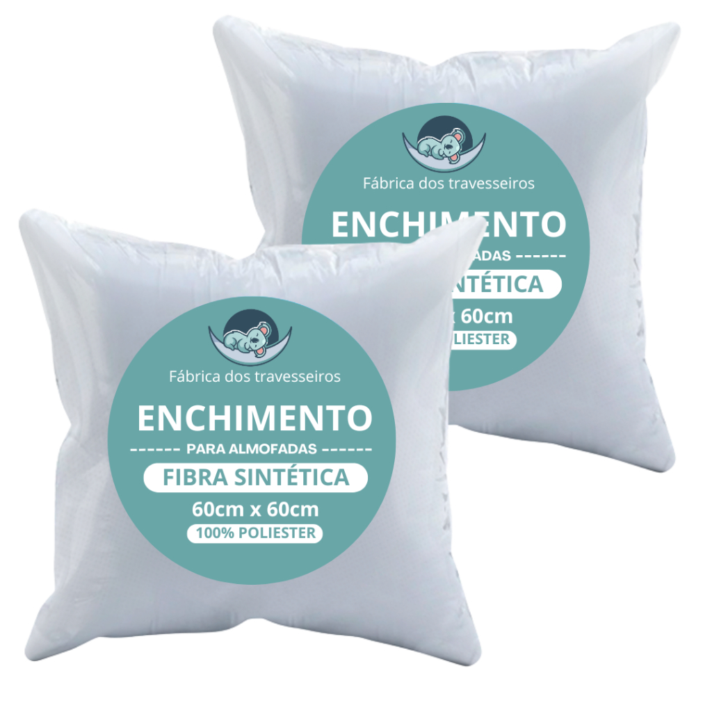 Kit 2 Refil Enchimento 60x60 Para Capa Almofada 55cm Macio fibra sintética