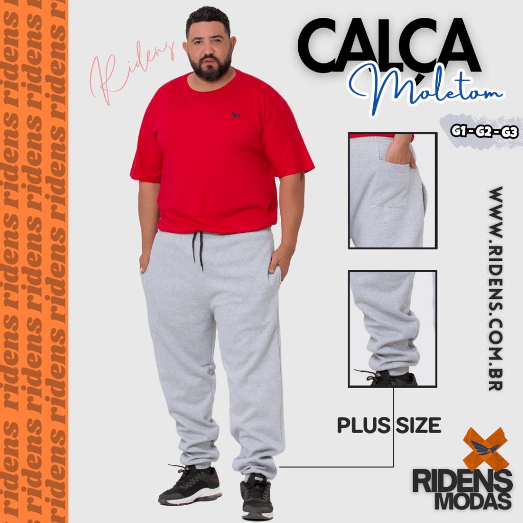 Calça Moletom Masculina Plus Size G1 G2 G3 Promoção em Oferta na Shopee