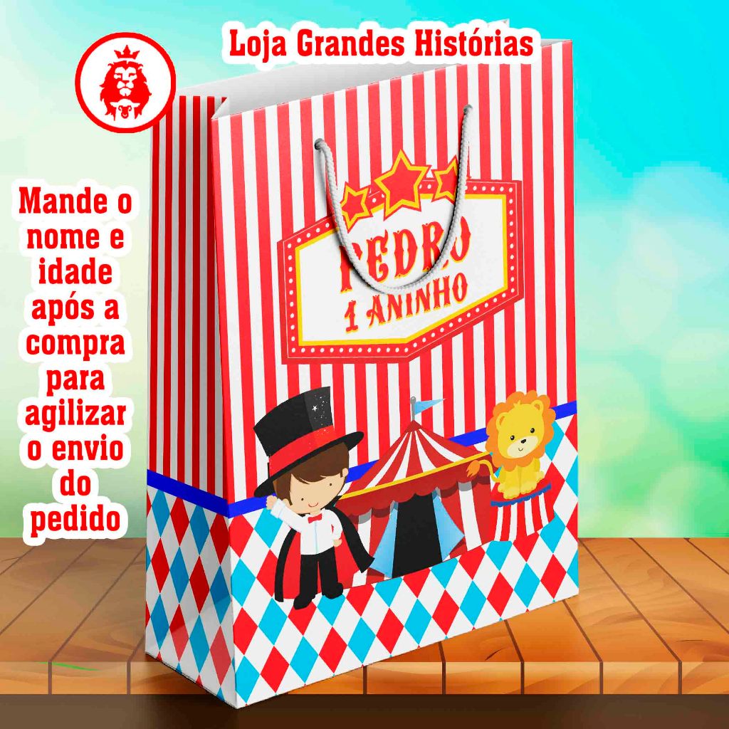 Sacolinhas Personalizadas - Circo 1 - Lembrancinhas em Oferta na Shopee