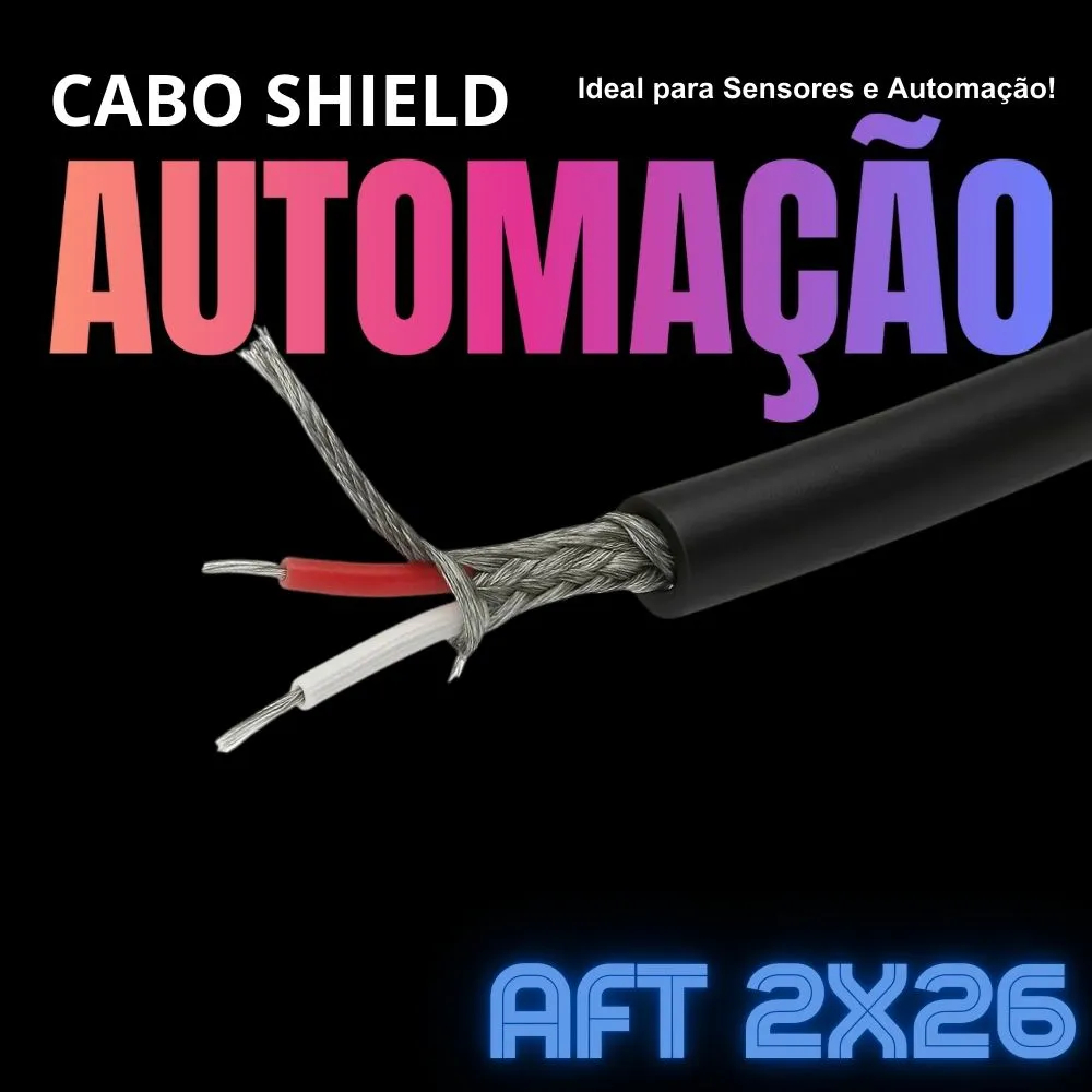 Cabo AFT 2X26AWG Shield Blindado em Malha 10M 25M 50M