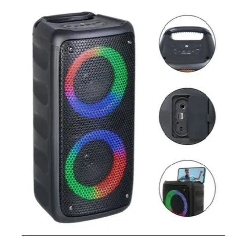 Caixa De Som Portátil Bluetooth Aux Usb Karaokê Rádio Fm  Kts-1266 Led Rgb