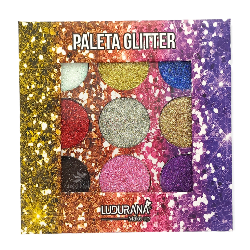 Paleta de Sombra Glitter, Ludurana 9un. 1,50g cada - Envio Rápido