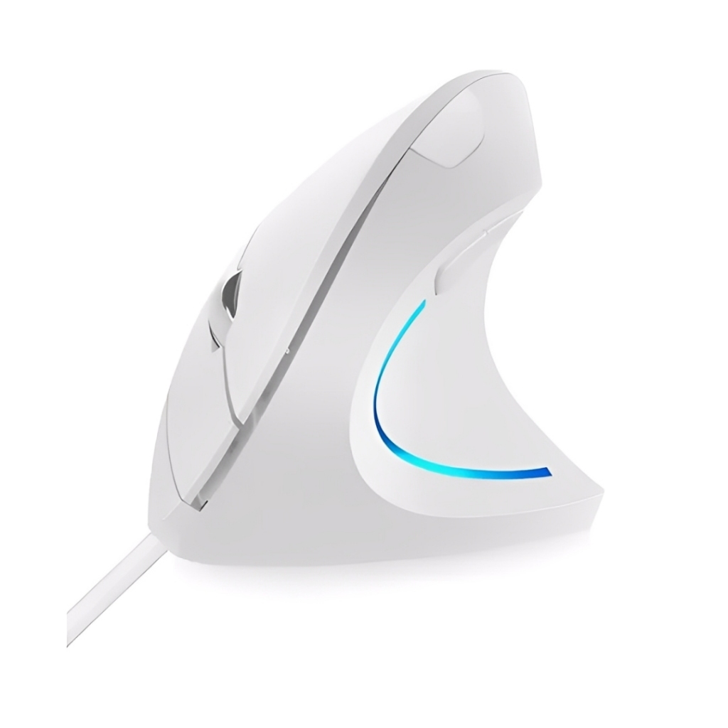 Mouse Vertical Verto Ergonomico 6 Botoes Com Fio Usb Led 3600 Dpi Ajustavel Branco D5