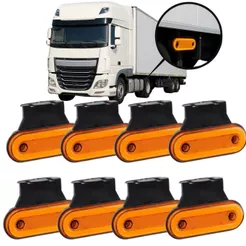 8 Lanternas Led Lateral Caminhão Carro Onibus Carreta Reboque Bau Ambar Uso Universal - 12V - 14V