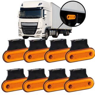 8 Lanternas Led Lateral Caminhão Carro Onibus Carreta Reboque Bau Ambar Uso Universal - 12V - 14V em Oferta na Shopee