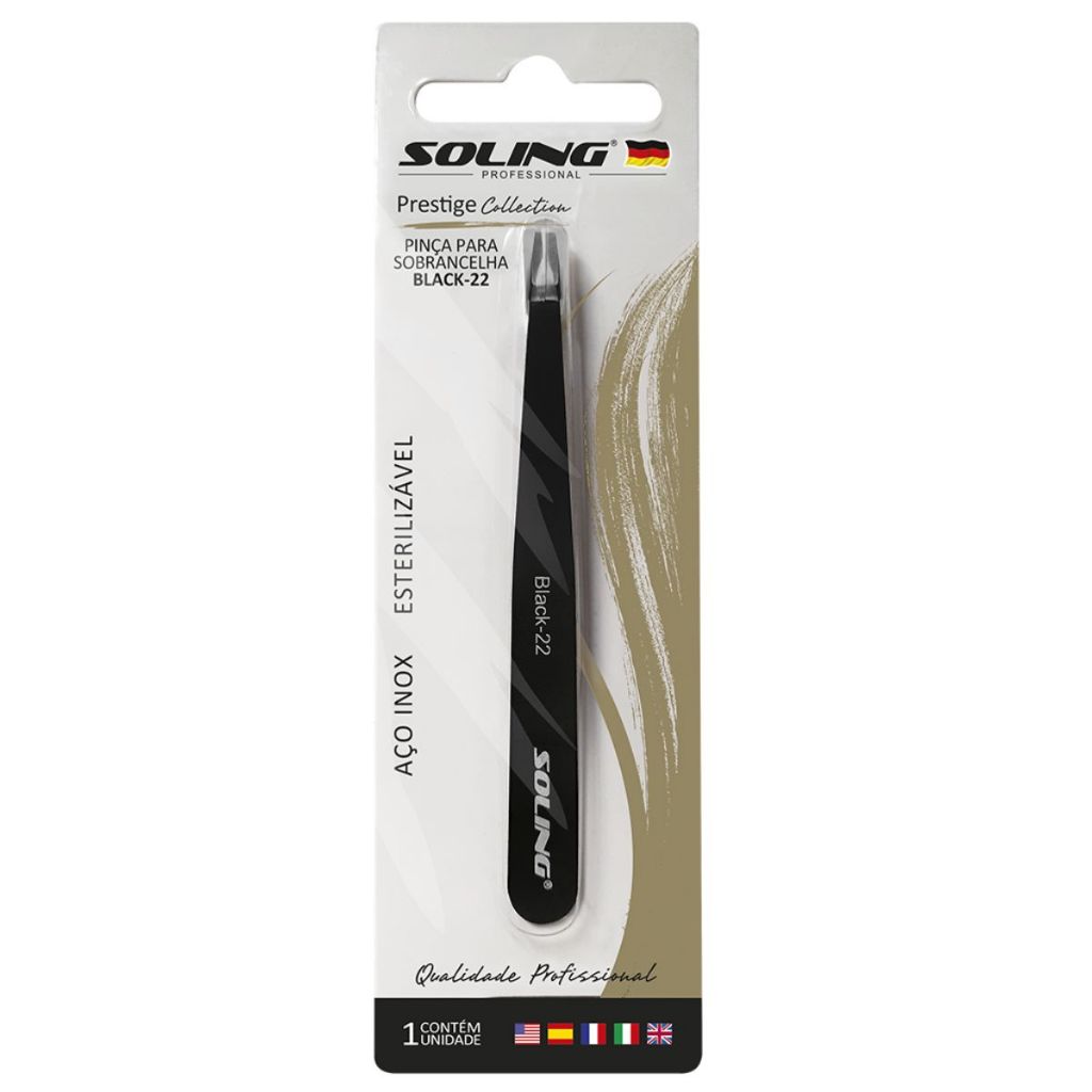 Pinça Prestige Black 22 Soling Professional Sobrancelhas