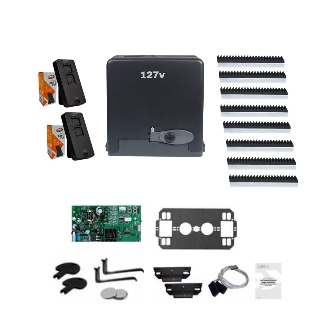 Kit Motor 127v Deslizante Portao Automatico 400kg + 4M Cremalheira + 2 controles - Ppa Dz Stark Home
