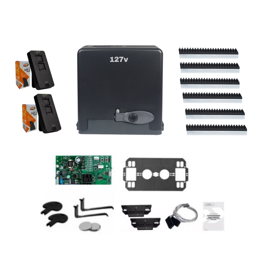 Kit Motor 127v Deslizante Portao Automatico 400kg + 3M Cremalheira + 2 controles - Ppa Dz Stark Home