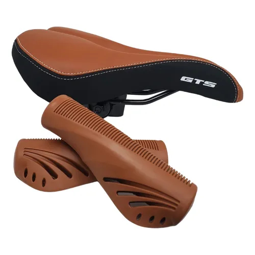 Selim Vazado Bike Mtb Gts Vintage Retro + Manopla Marrom