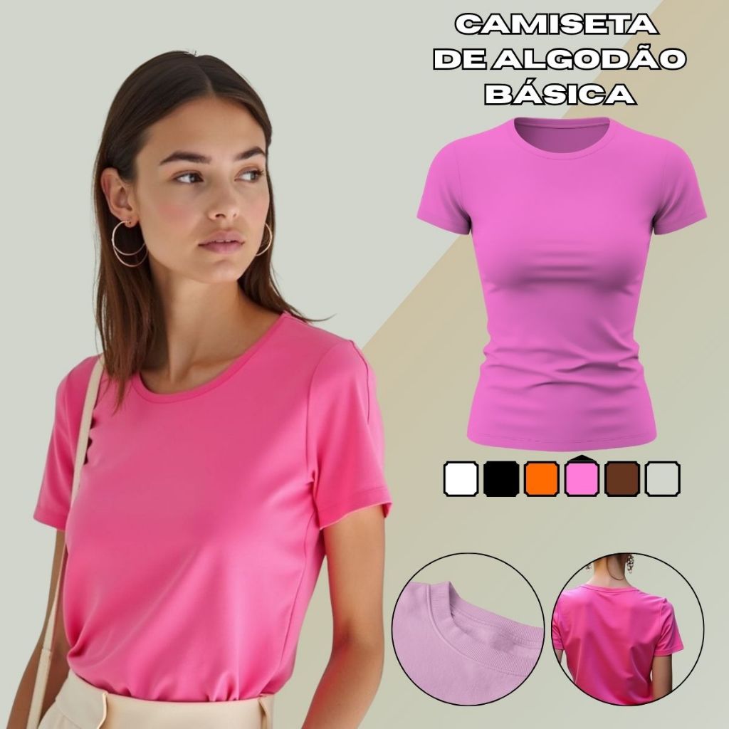 Camiseta Feminina T-shirt Blusa Baby Look Camisa Plus Size Em Algodão Premium GuGi em Oferta na Shopee