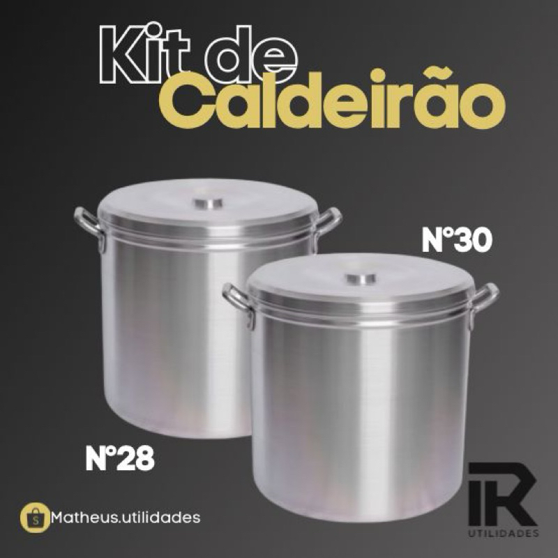 Jogo Caldeirão Hotel N 28 e 30 Em Aluminio Linha Hotel Cozinha Industrial Cervejeira Restaurantes